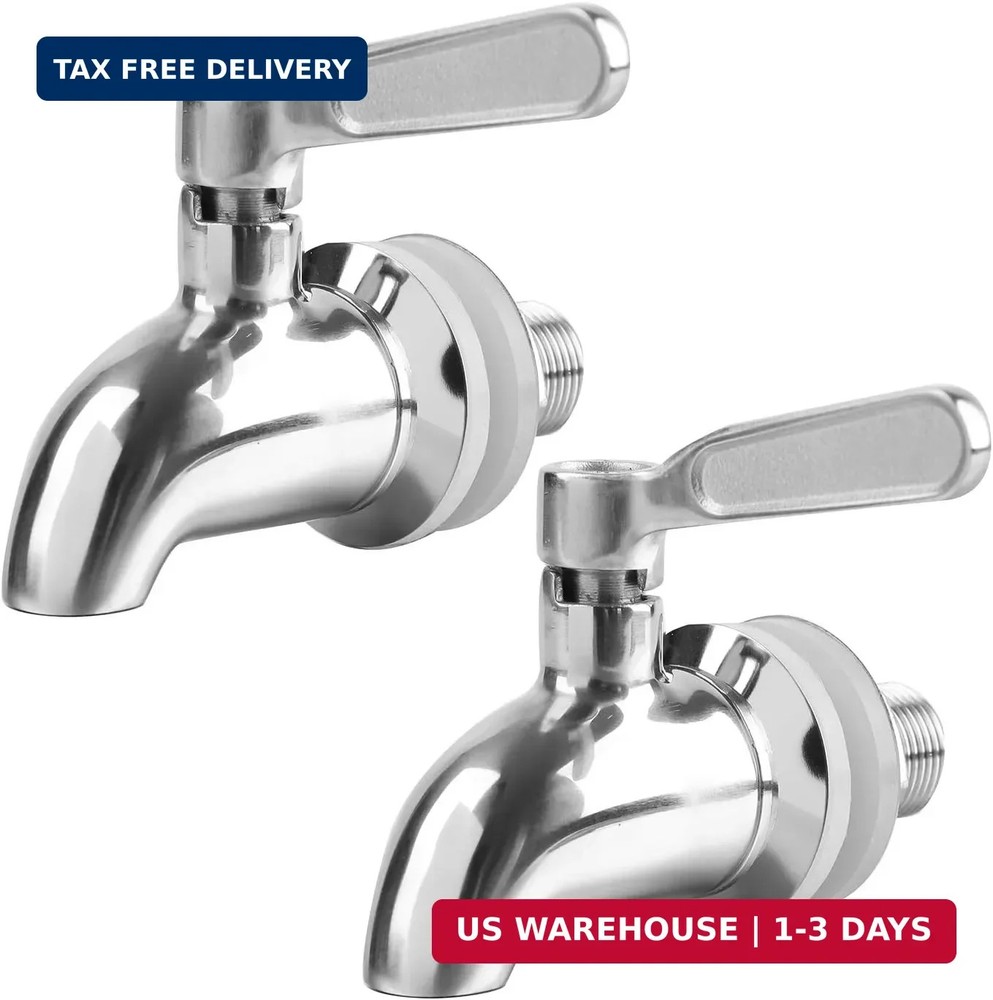 Stainless Steel Beverage Dispenser Replacement Spigot - 2 Pack