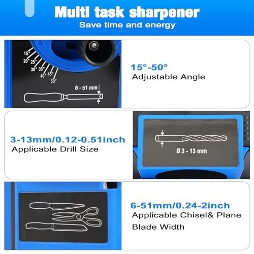 3-in-1 Electric Drill Bit Sharpener & Knife Sharpener Machine, Adjustable Angles