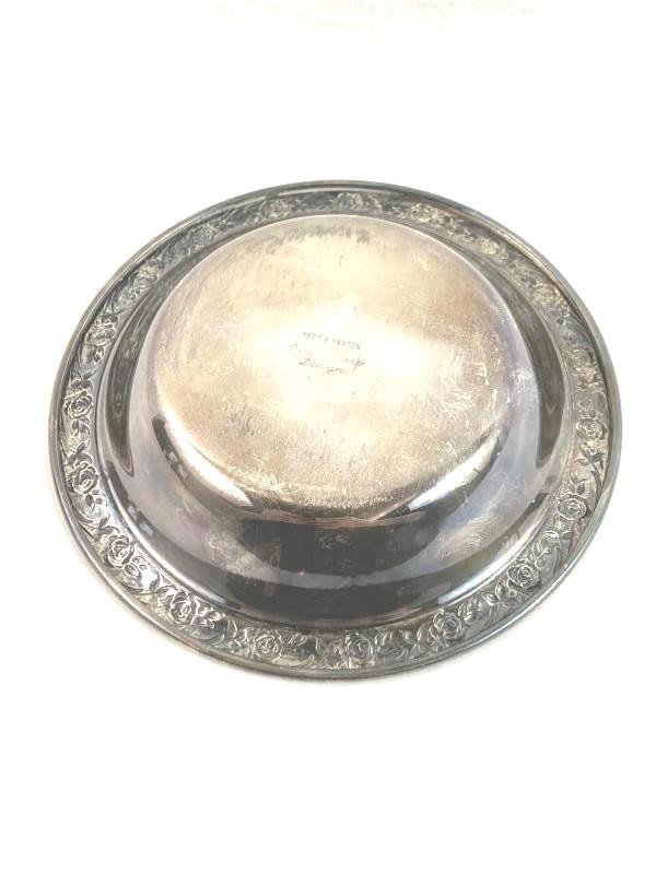 Vintage Reed and Barton Silver Plated Classic Rose Bon Bon Candy Dish Bowl
