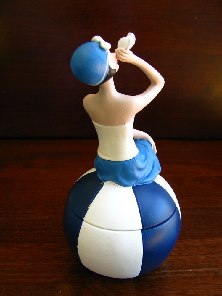 Lady on Beach Ball Trinket Box.