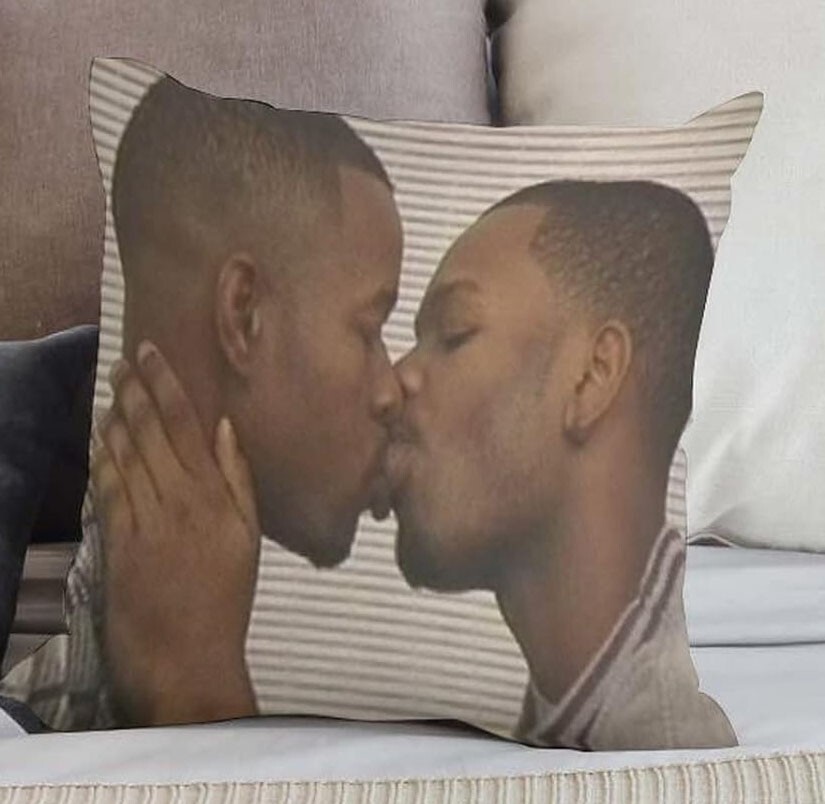 Two Men Kissing Pillowcase (Print Both Sides)