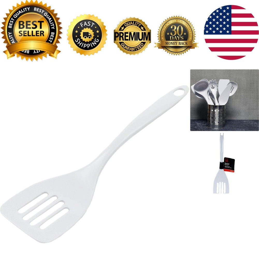 Basic Melamine Slotted Turner/Spatula, 11.25 inch, White
