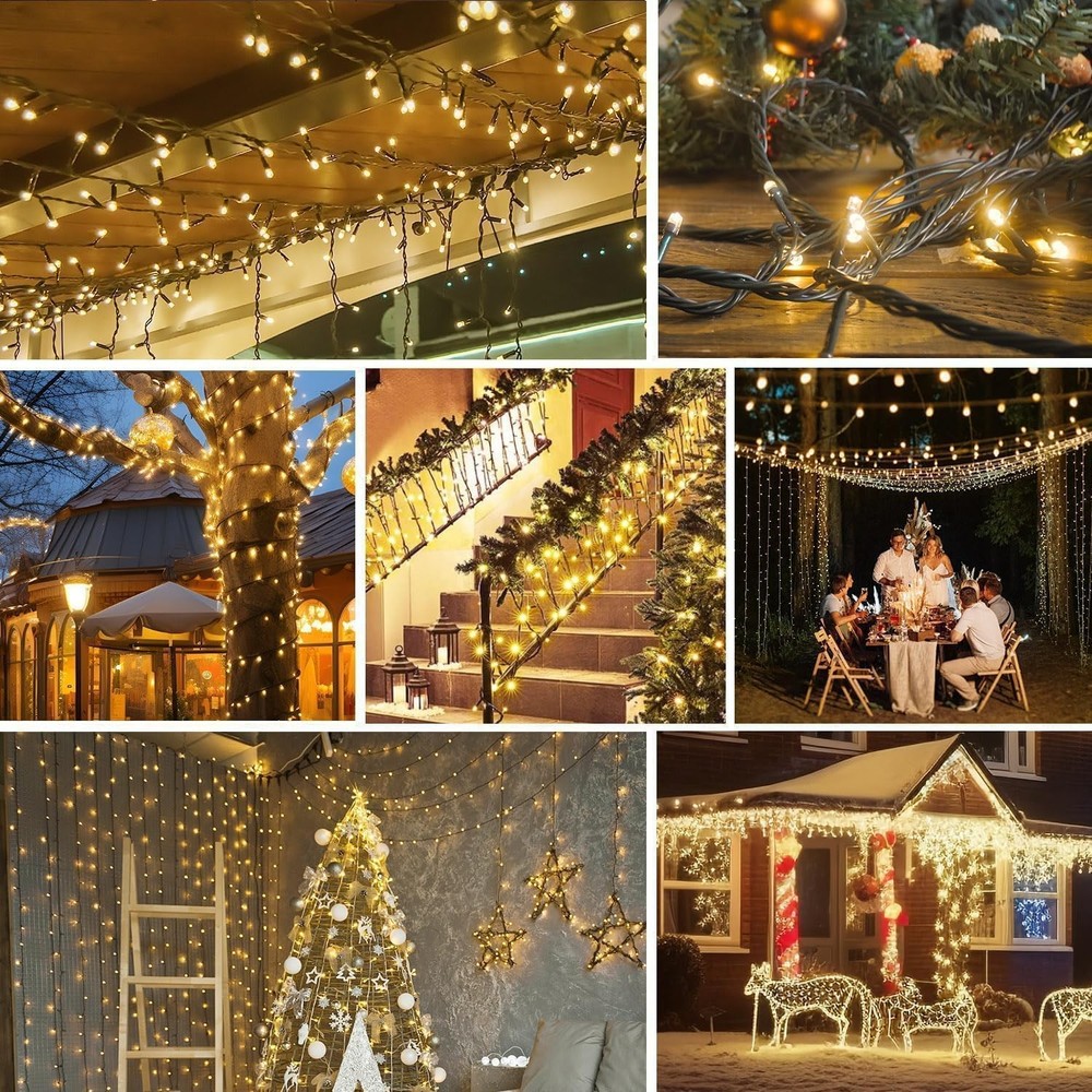 6 Pack Solar String Lights Outdoor, 600 LED Extra-Long 6 Pack, Warm White