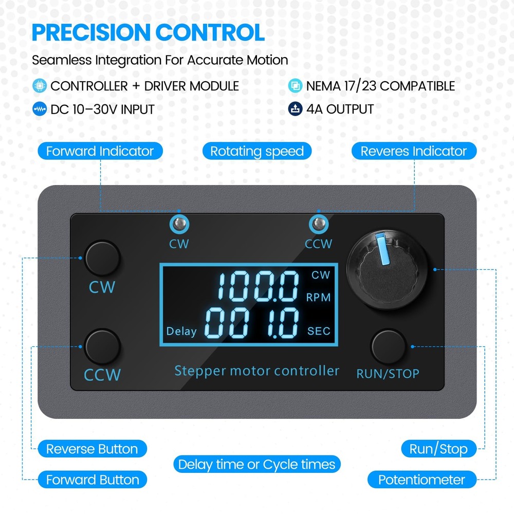 Stepper Motor Controller Driver Board, Forward/Reverse Pulse Speed Control Mo...