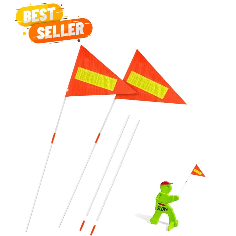 High Visibility Reflective Safety Flags 2-Pack for Kids - Weatherproof Design