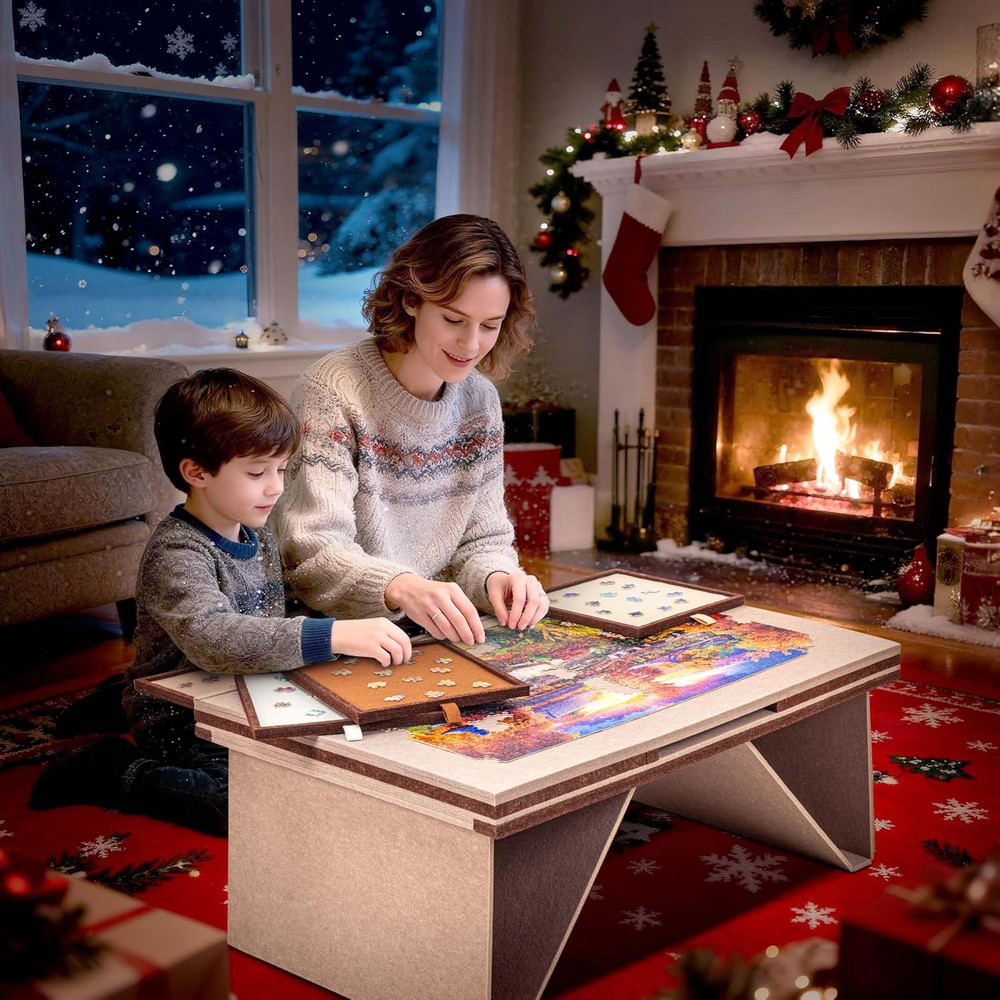 1500 Piece Lightweight Felt Jigsaw Playing Board, Puzzle Table with Storage for