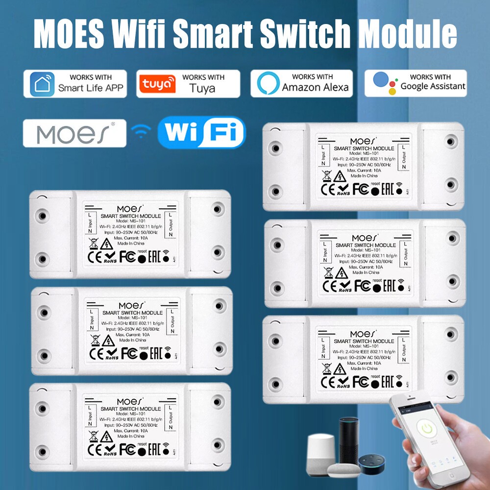 MOES WiFi Smart Switch Module Light Wireless For Alexa Google APP Remote Control