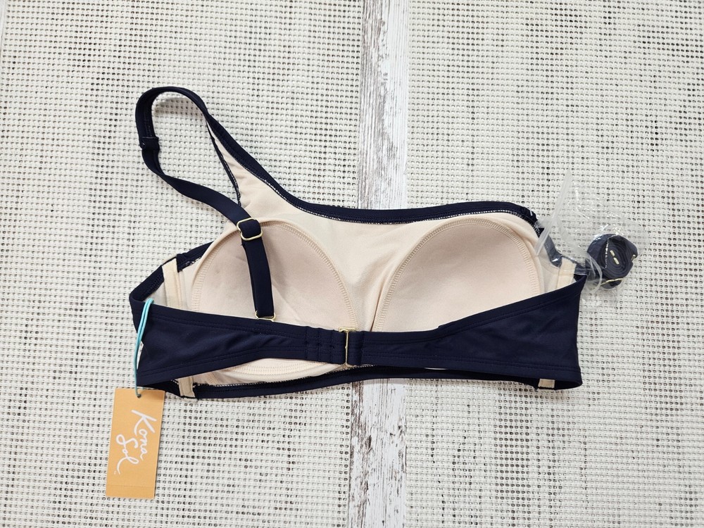 Kona Sol Women's Asymmetrical One Shoulder Bikini Top Medium Blue