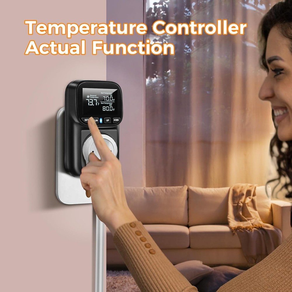 Diymore Digital Temperature Controller Outlet,1800W Plug in White