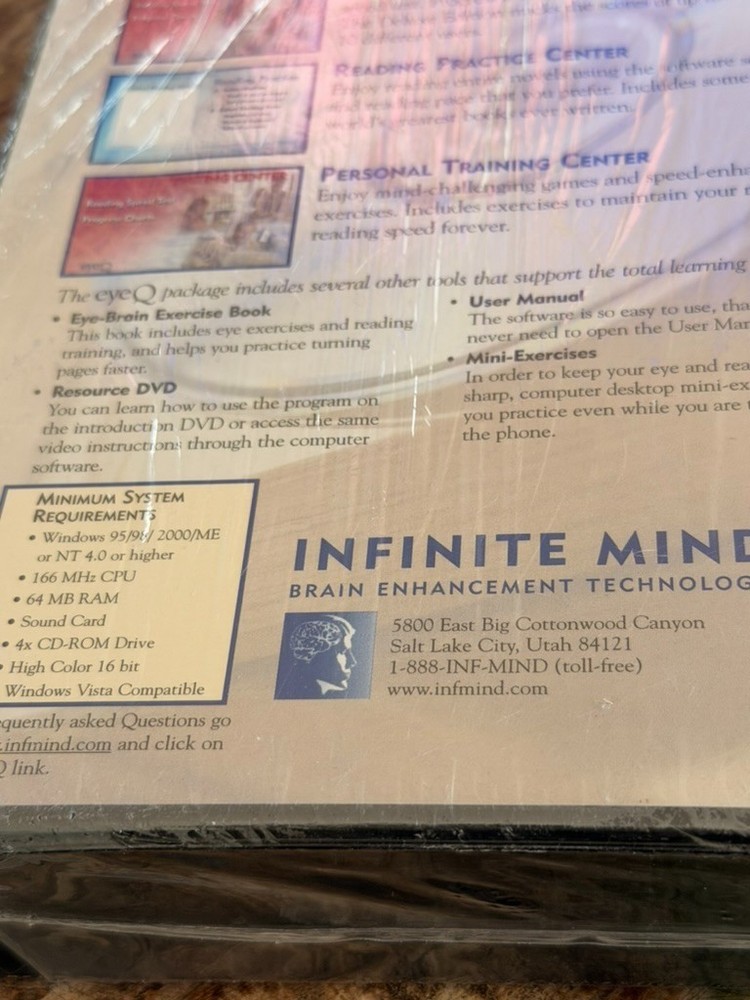 Eye Q Infinite Mind Speed Reading CD Brain Enhancement PC Software New, Sealed