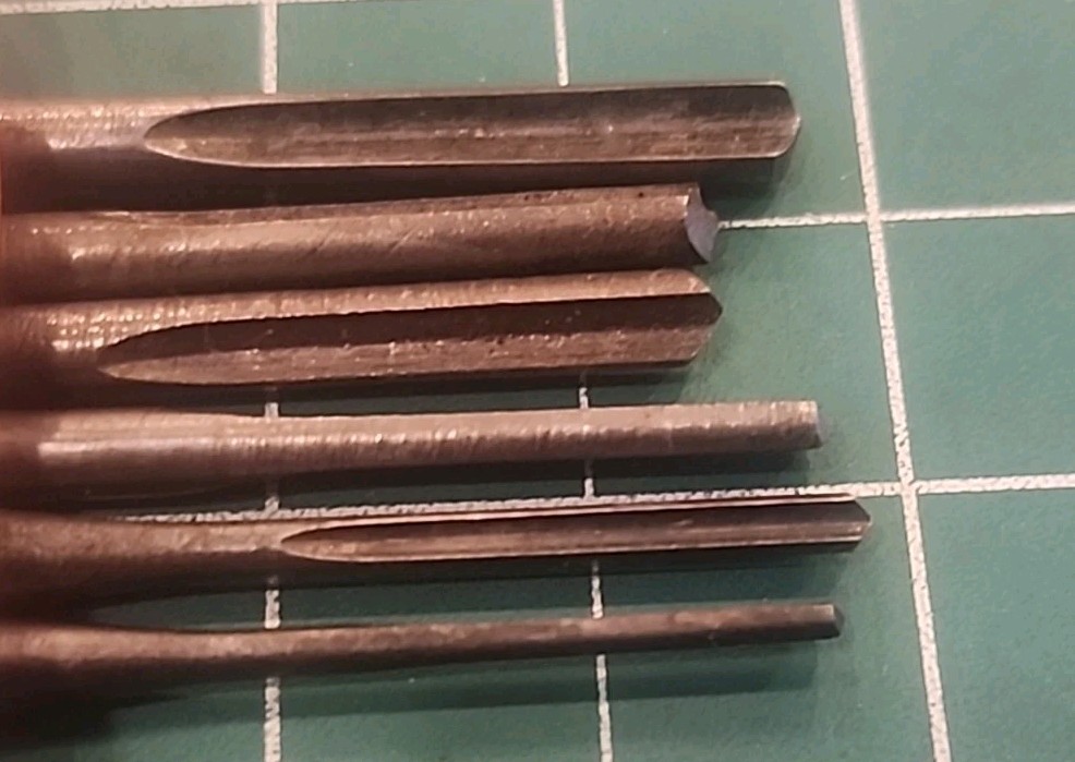 VTG STANLEY YANKEE Push Drill Points 6Pc ~ Odd Sizes ~ Bits - gw5