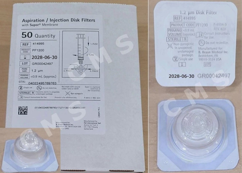 B.Braun Aspiration Laboratory Disk Filter Supor Membrane 1.2MIC PF1200 -50-