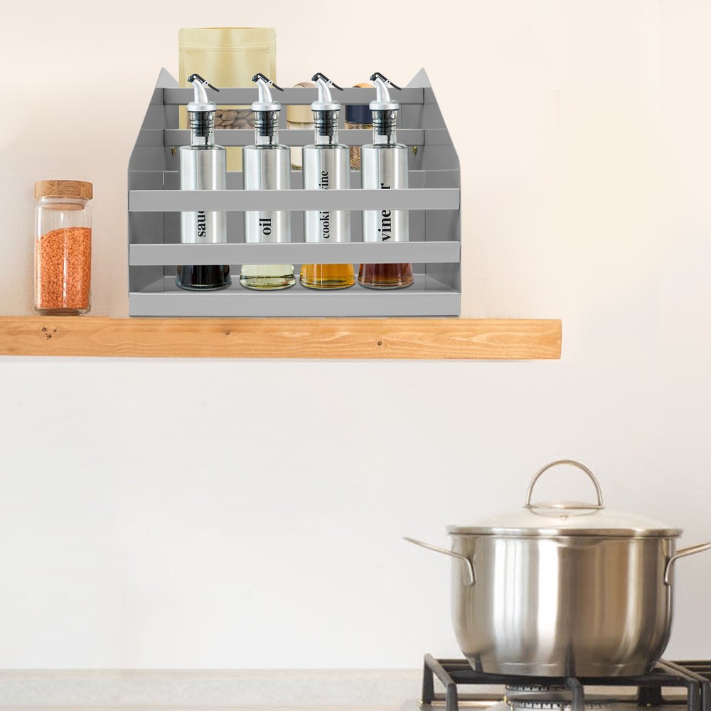 Pull Down Cabinet Organizer 2 Tier Cabinet Wall Shelf Rack L-Shaped Base