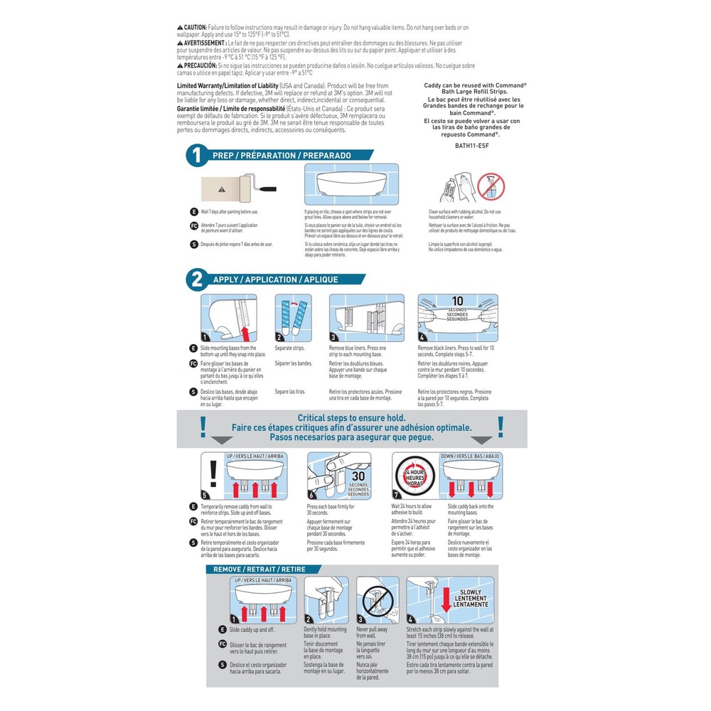 Command with Water-Resistant Strips, Frosted