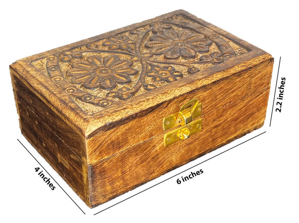 Mango Wood Engraved Rectangular Medium Sized Box