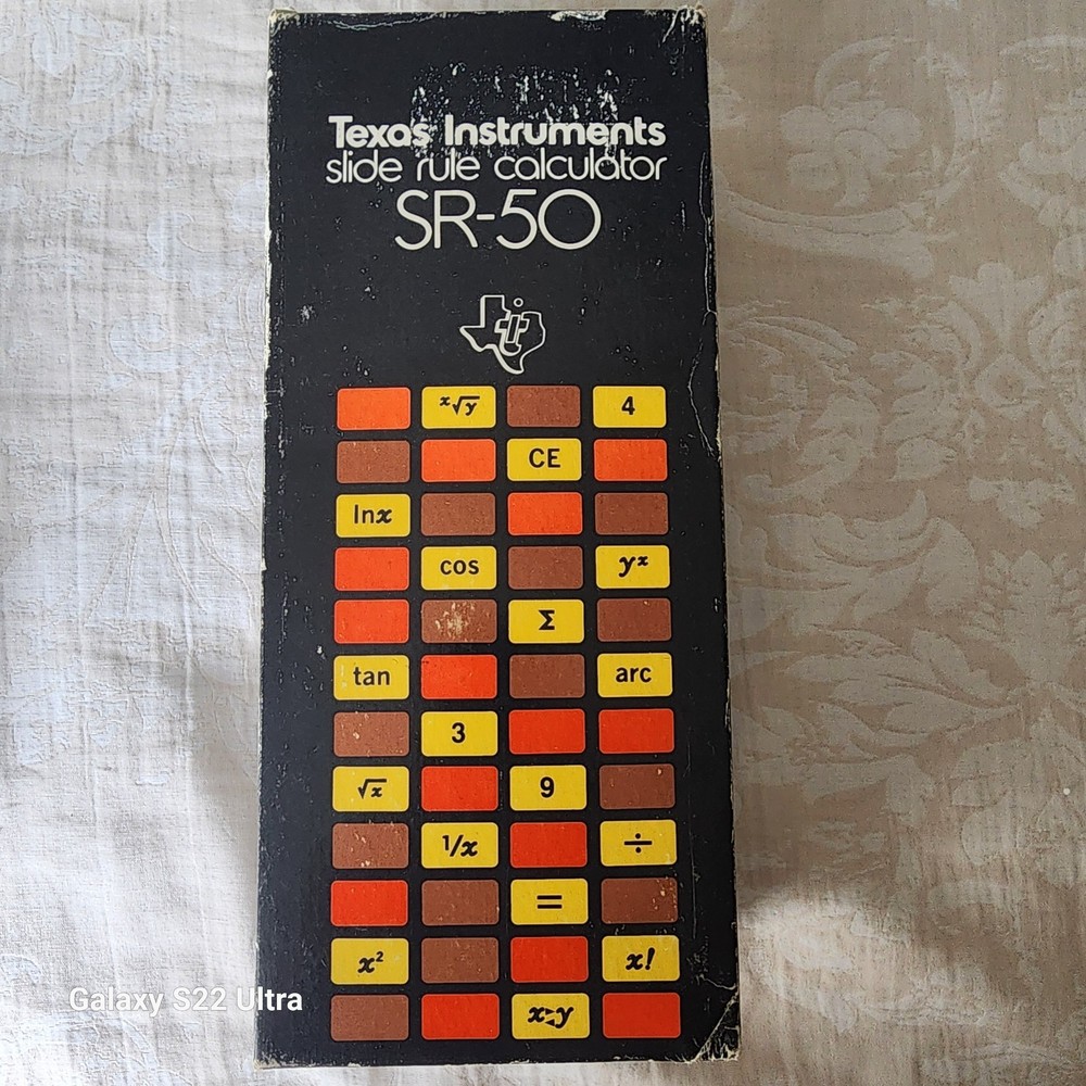 Vtg Texas Instruments Slide Rule Calculator SR-50 w/Original Box TESTED-Not Work