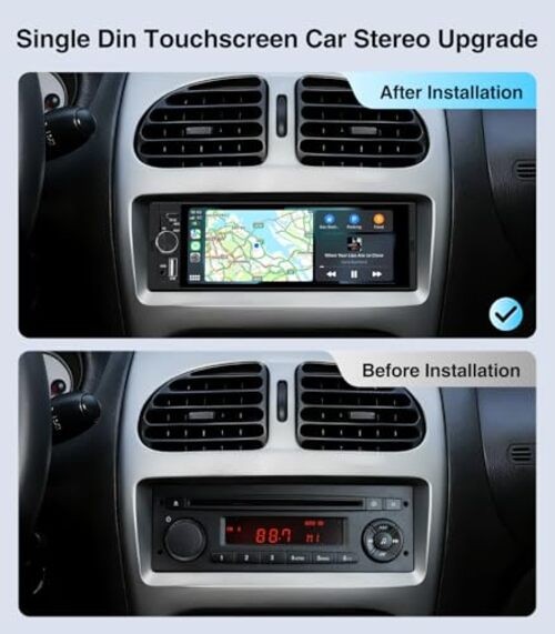 6.36 Inch Single Din Touchscreen Car Stereo Carplay Android Auto