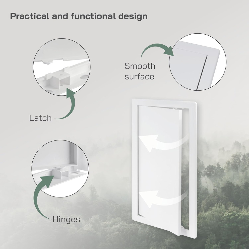 Vent Systems White ABS Plastic - Access Panel 8 X 16 Inch - Access Panel with Do