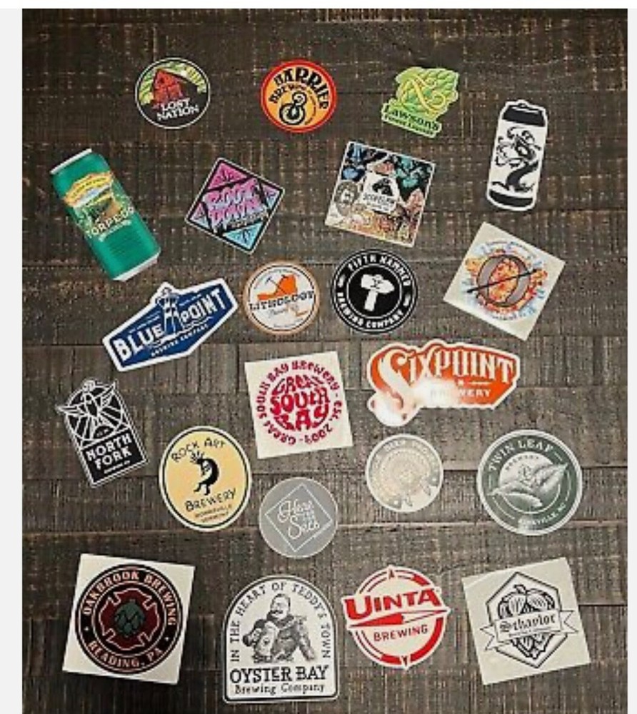 6 sticker lot from different Breweries random assortment per pack. Craft beer