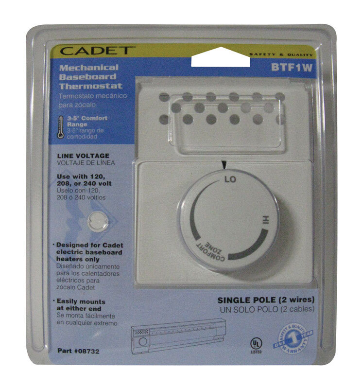 Cadet 08732 Thermostat Single-Pole Built-In White Baseboard
