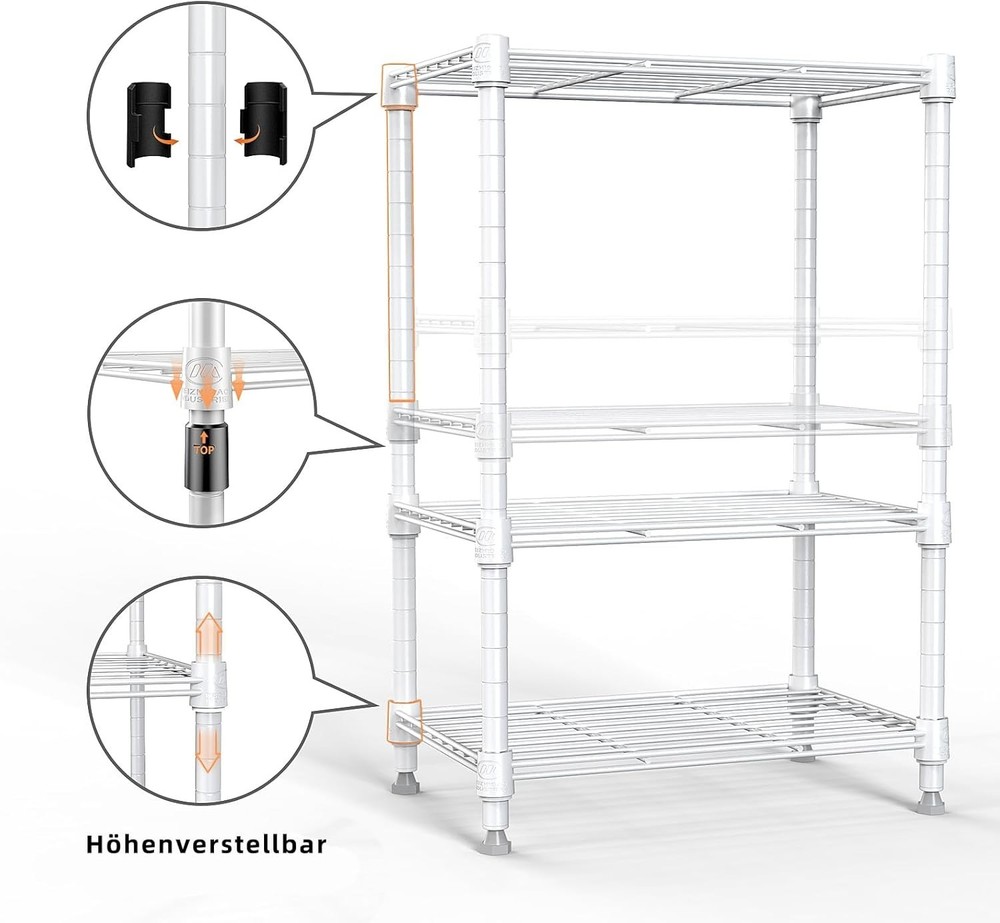 Adjustable 450 lbs Capacity Wire Shelving Unit - Essential Storage Solution