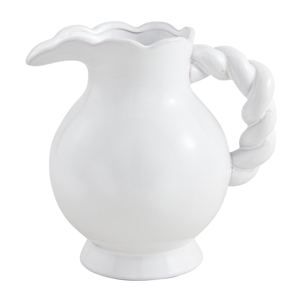 Mud Pie Twisted Handle Ceramic Pitcher, 70 oz, Dishwasher/Microwave Safe