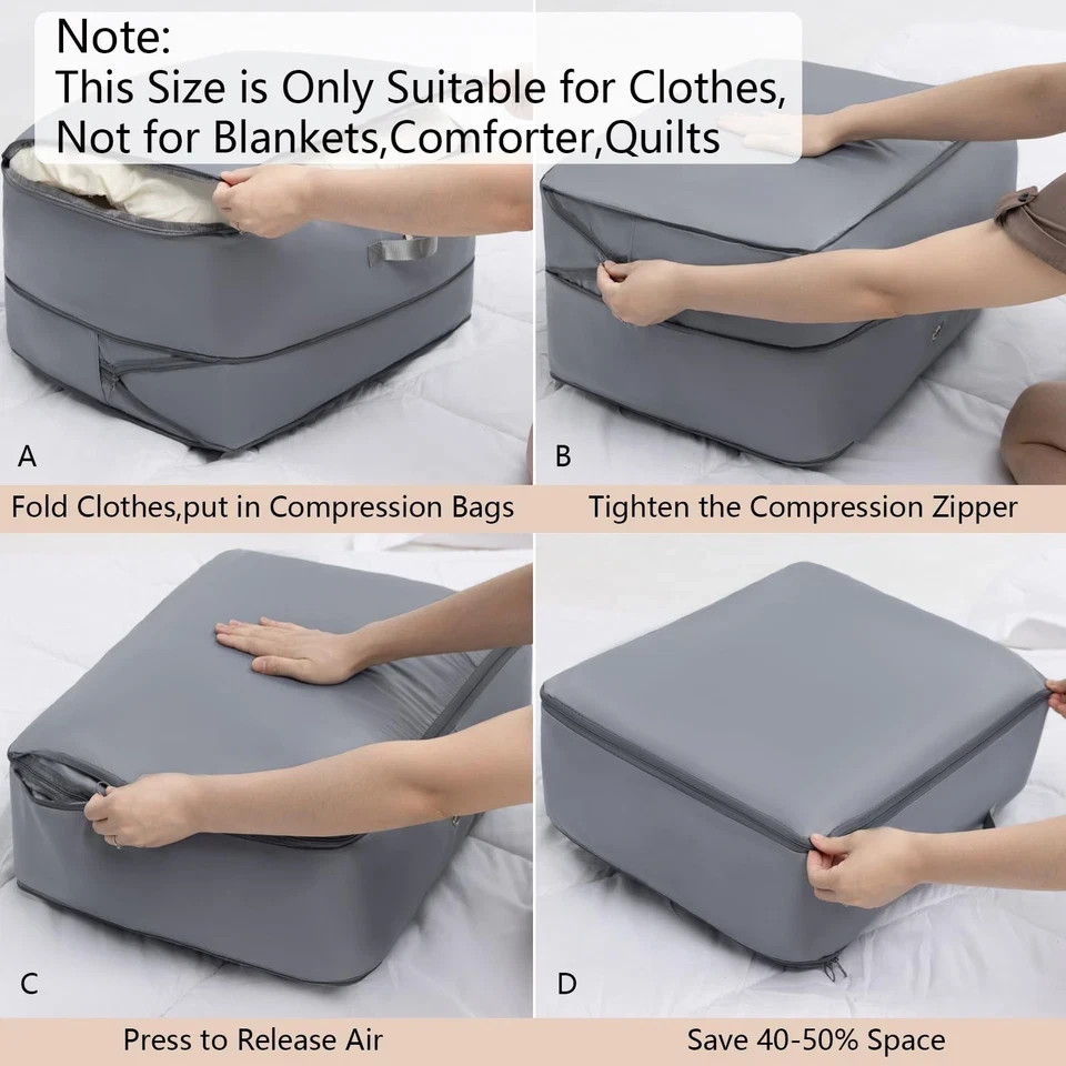 4 Pack Compression Bags for Storage,Ultra Space Saving Self Compression Organ