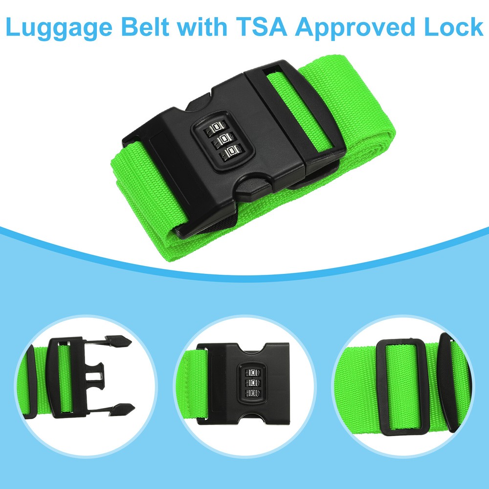 Luggage Straps with Combination Lock TSA Approved Green