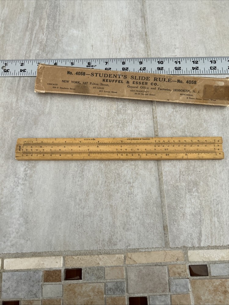 K&E Keuffel & Esser Beginner's Slide Rule N4058W Original Packaging.