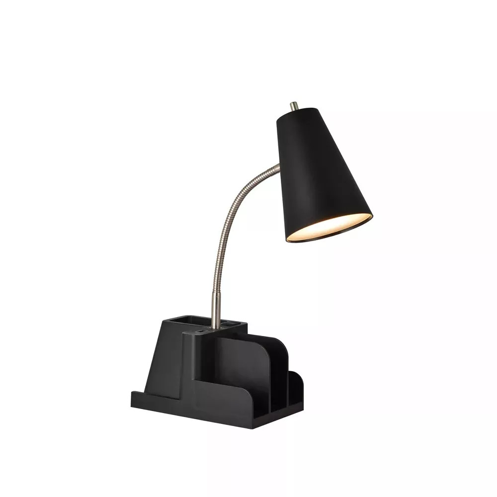 Room Essentials Organizer Task Lamp Black (Includes LED Light Bulb)