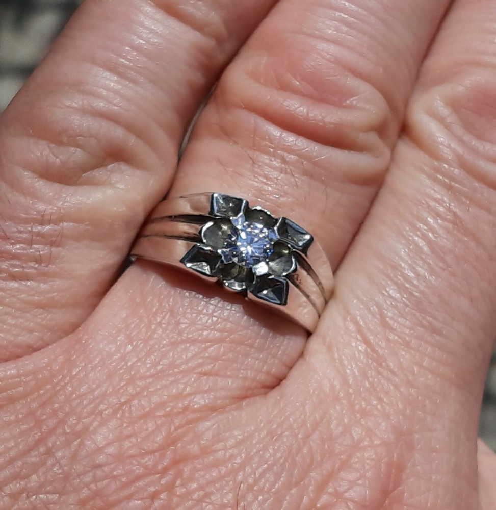 MENS 925 Silver Solitaire CZ Brilliant Cut Ring