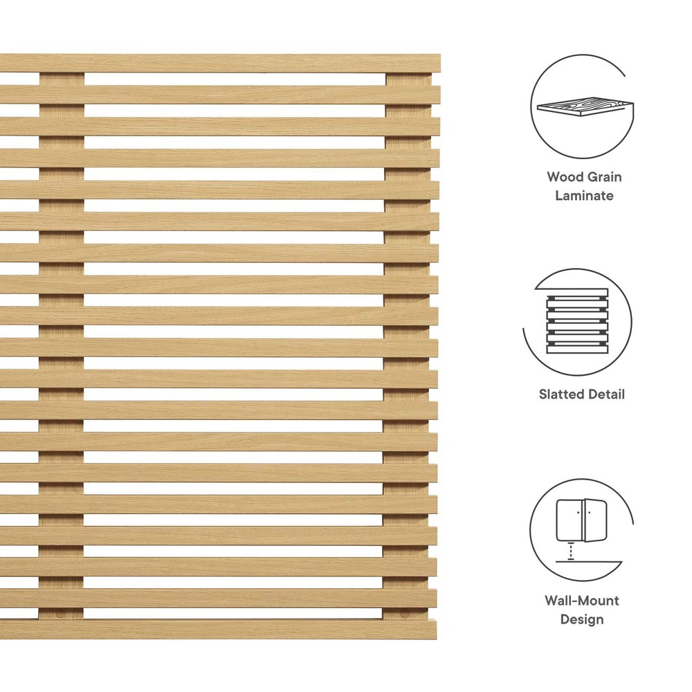 Modway Render Mid-Century Modern Wall-Mount Twin Headboard in Oak