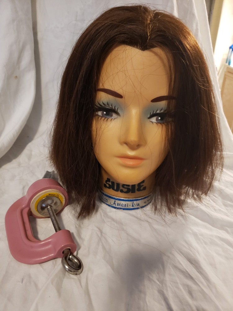 Vintage Cosmetology Mannequin Miss Ameri-Kin Medium Length  Cut Brown Hair