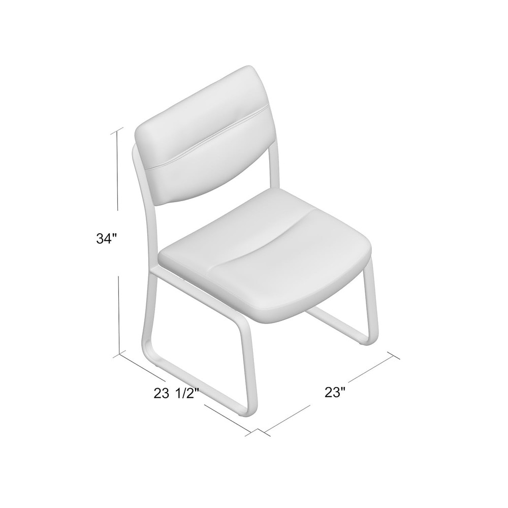 Leather Sled Base Side Chair in Black