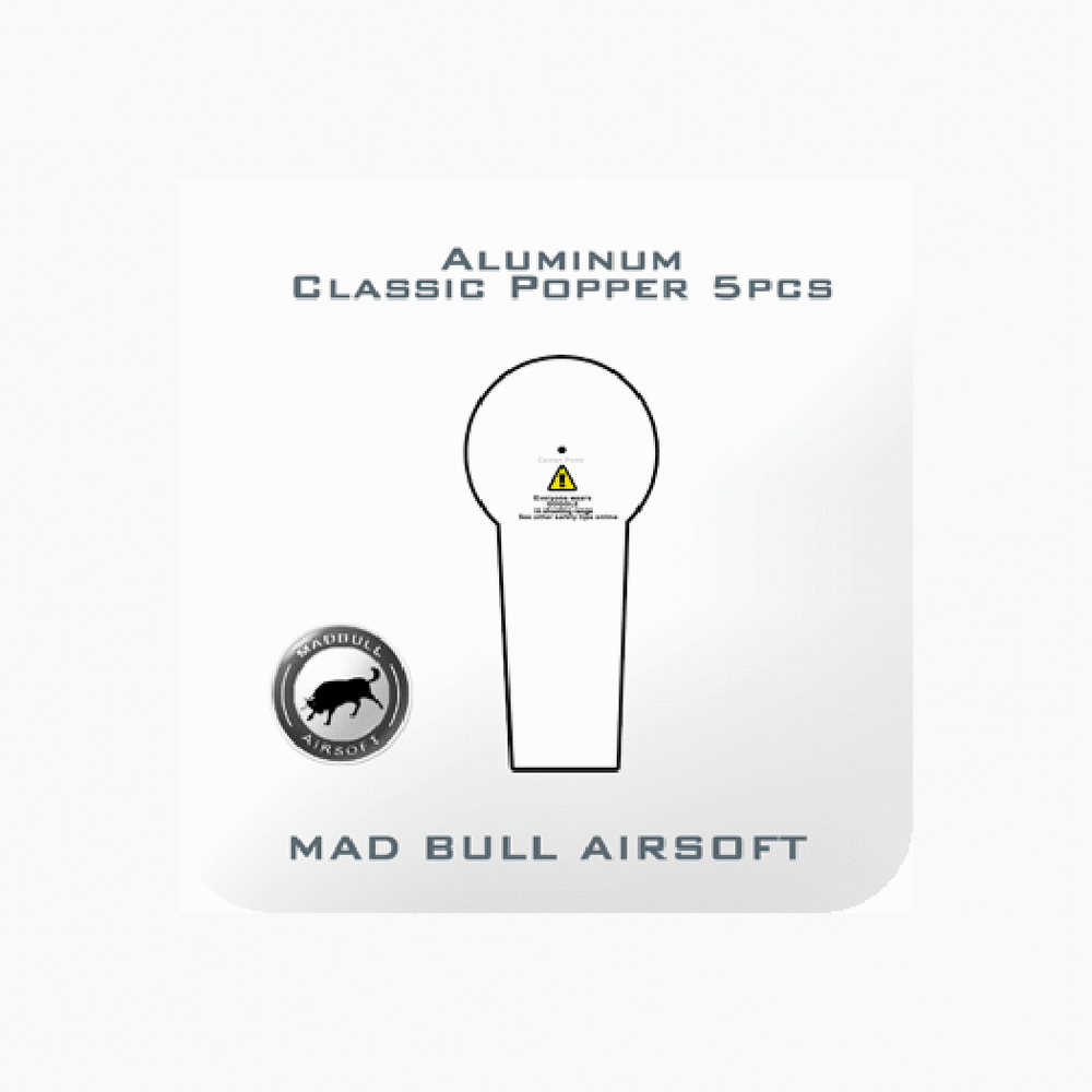 Madbull Airsoft practical shooting target poppers. Aluminum 5pc set