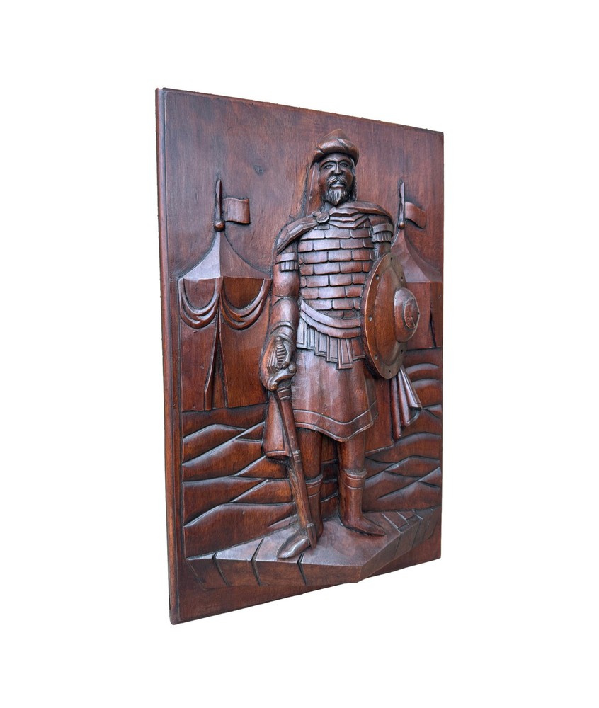 French Thick Middle Ages Gothic Carved Wood Wall Panel