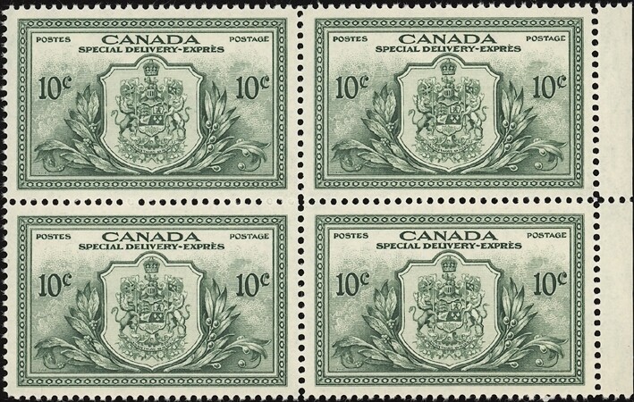 CANADA, 1942. Special Delivery E10 block, Mint **