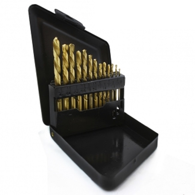 13pc Left-Hand Drill Bit Titanium Industrial Strength w/ Case Stud Extractor Set