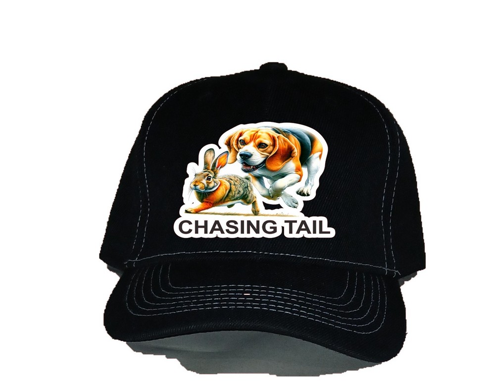 Cap Hat Black Solid Back Beagles Rabbit Hunting Tracking Chasing Tail