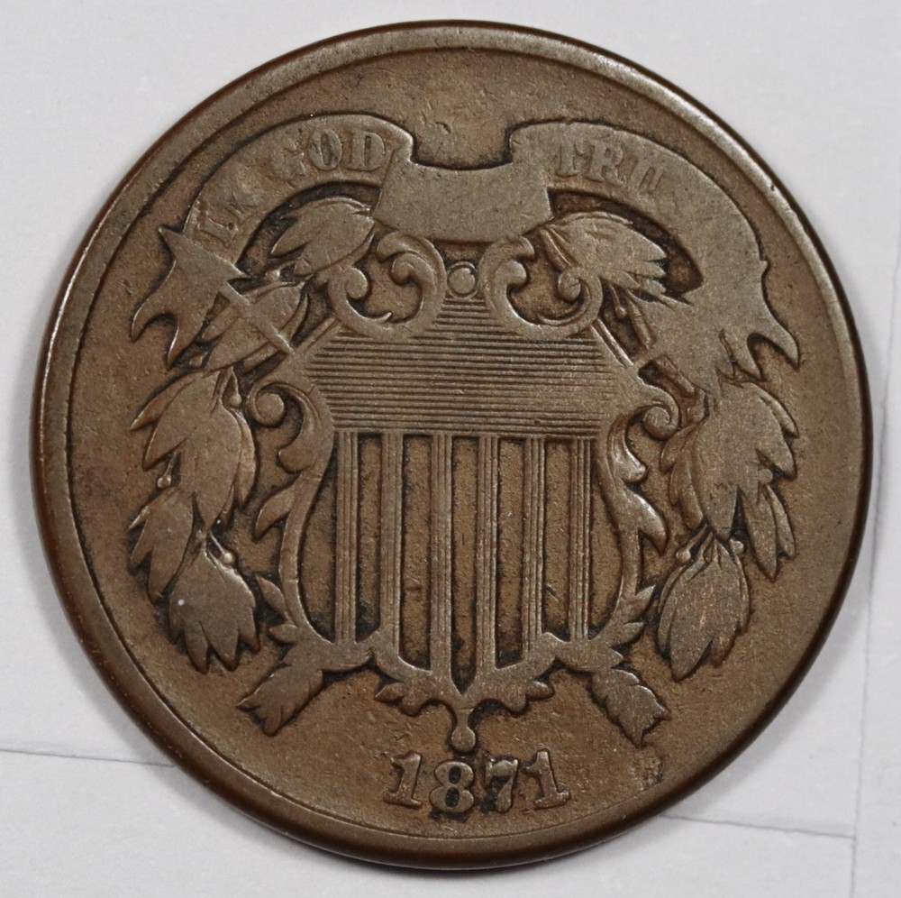 1871 2 Cent Piece.  F-VF.  209011