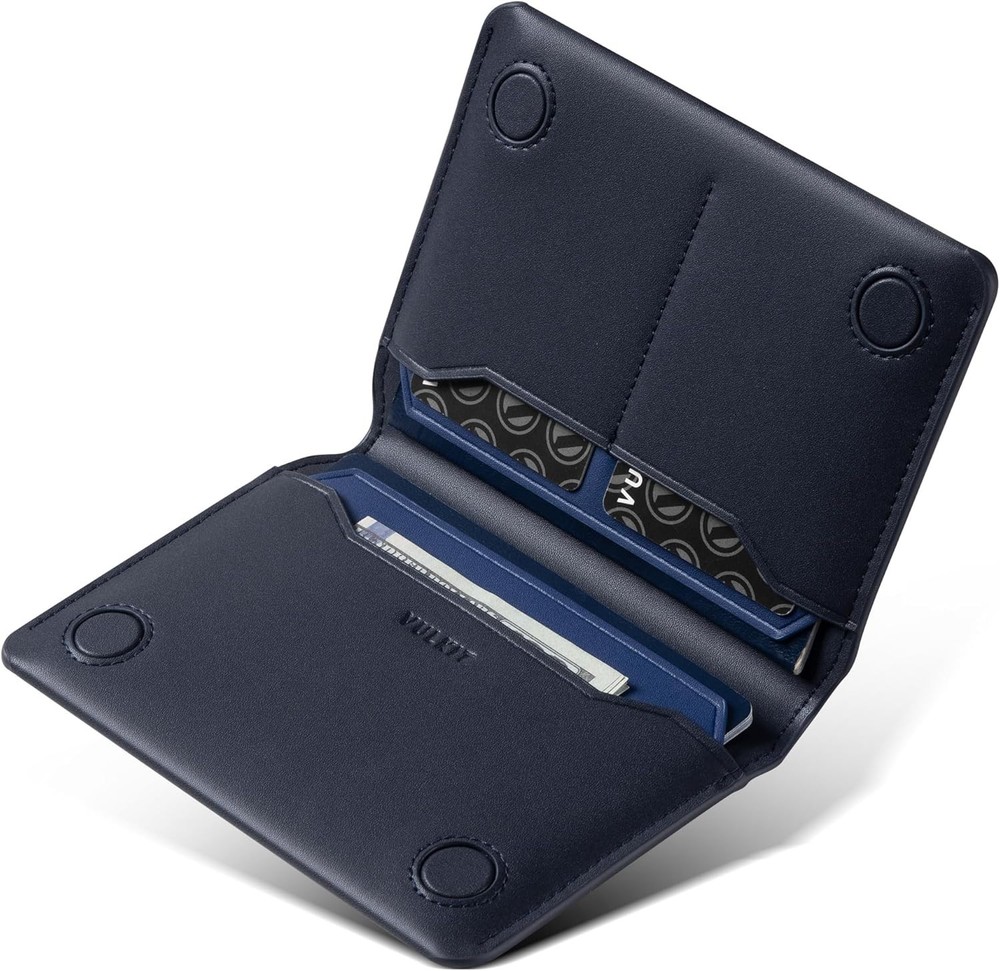 VULKIT Slim Minimalist Passport Wallet RFID Blocking, Dark Navy