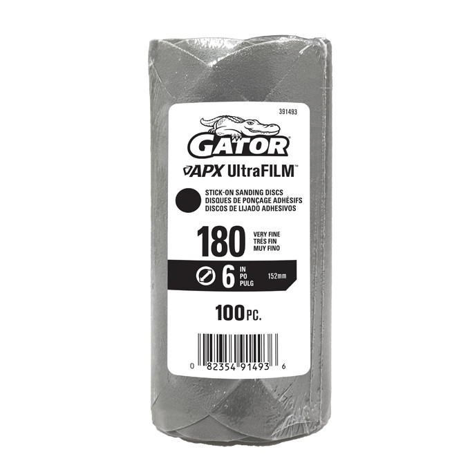 Gator 391493 180 Grit 6 In Premium Hook & Loop Sanding Discs 100-Pack