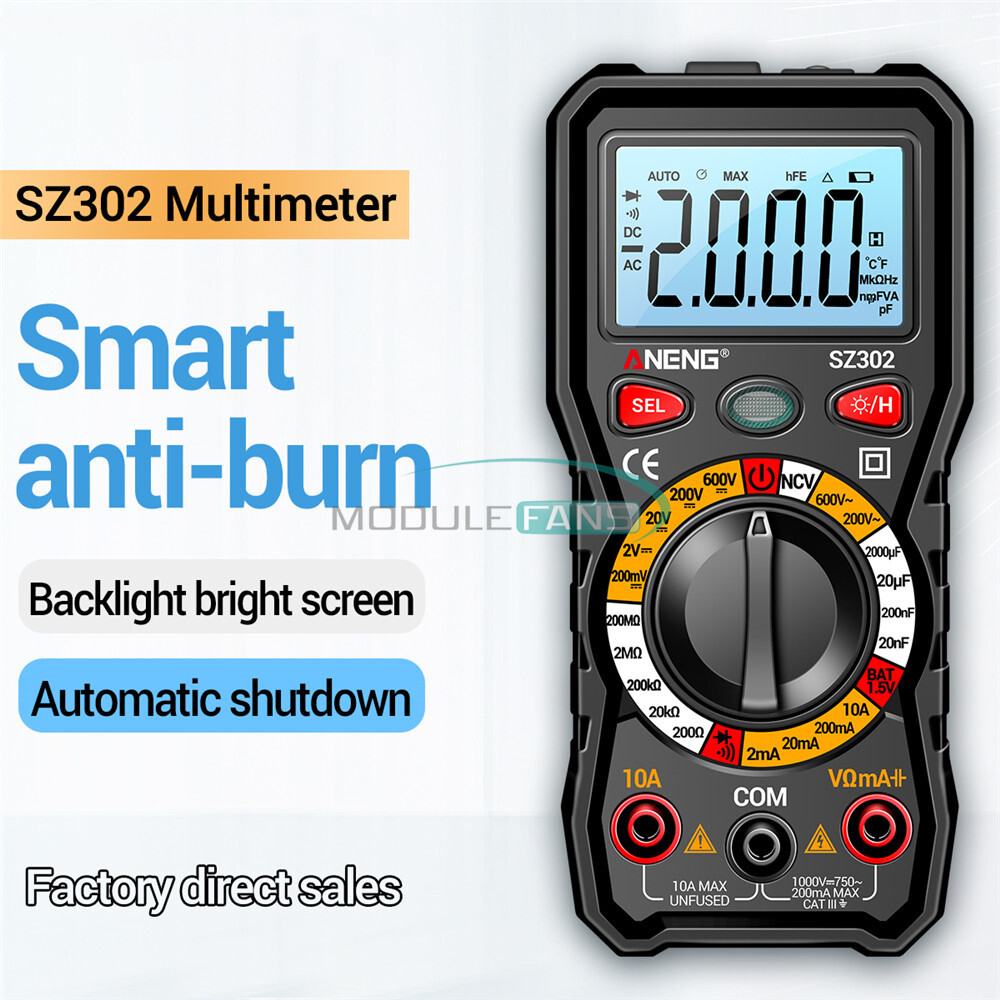 Professional Digital Multimeter AC DC Volmeter Resistance Capacitor Diode NCV