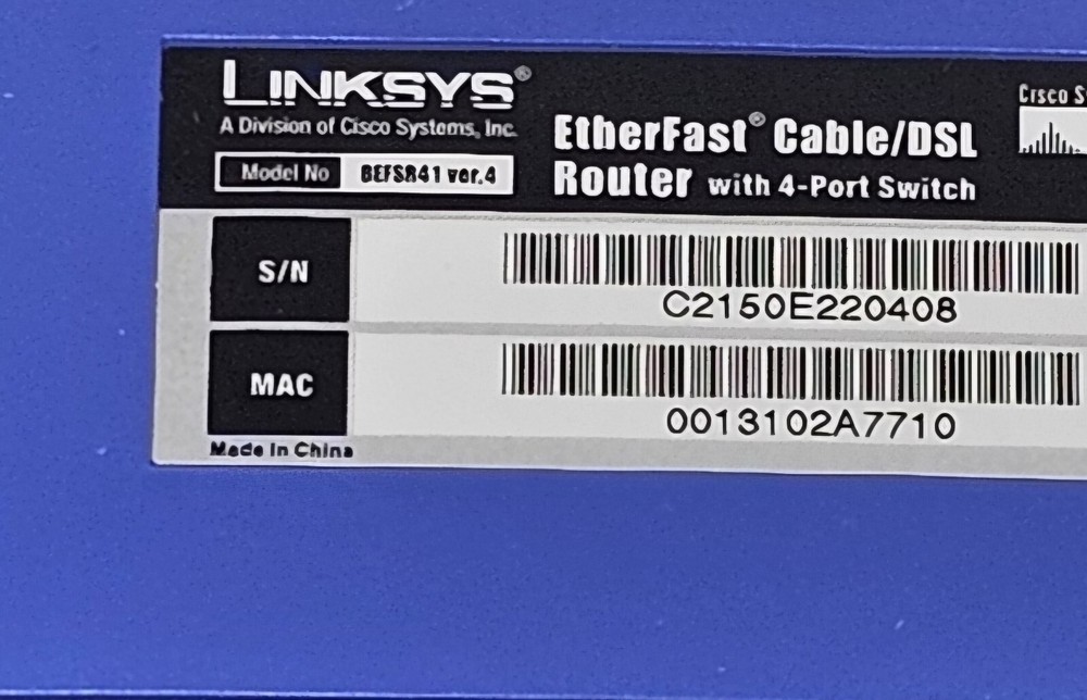 Linksys BEFSR41 Version 4 - 4-Port Cable DSL Wireless Router V4