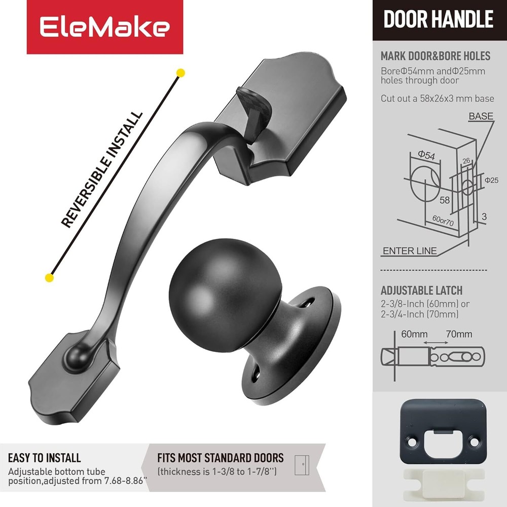 Door Handle Sets Double Front Door Handle Set With Door Knobs Matte Black Double