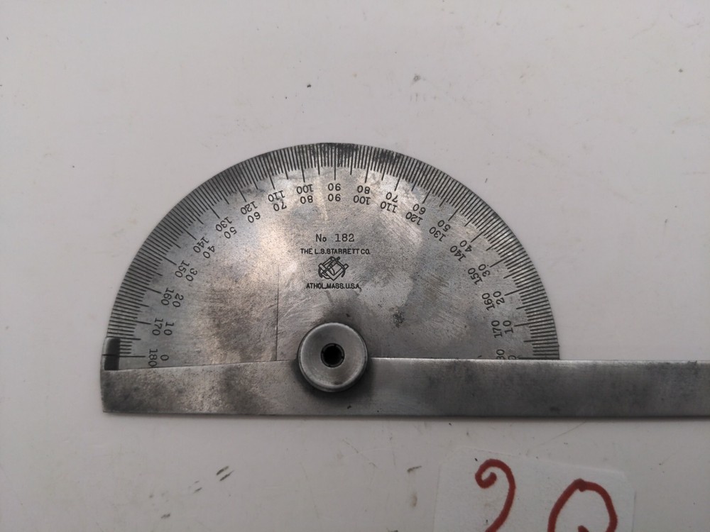 Vintage Starrett 182 Steel Protractor