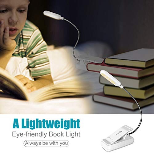 Book Light, Rechargeable Clip On Reading Light 7 LEDs with 9 White+White