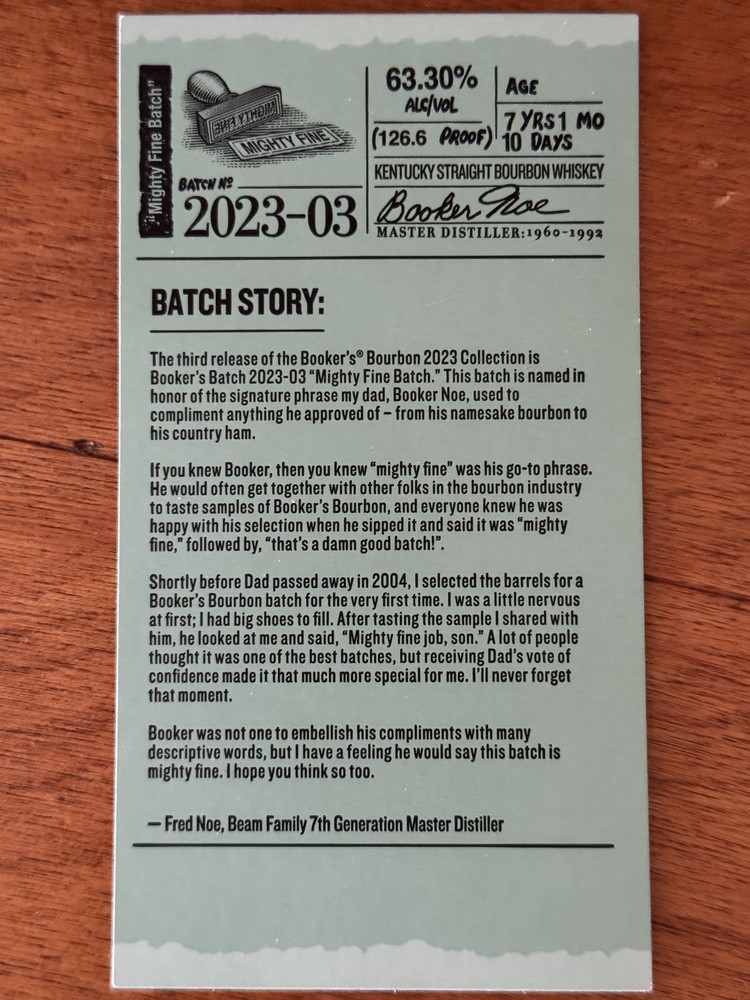 Booker’s Bourbon Batch Card 2023-03
