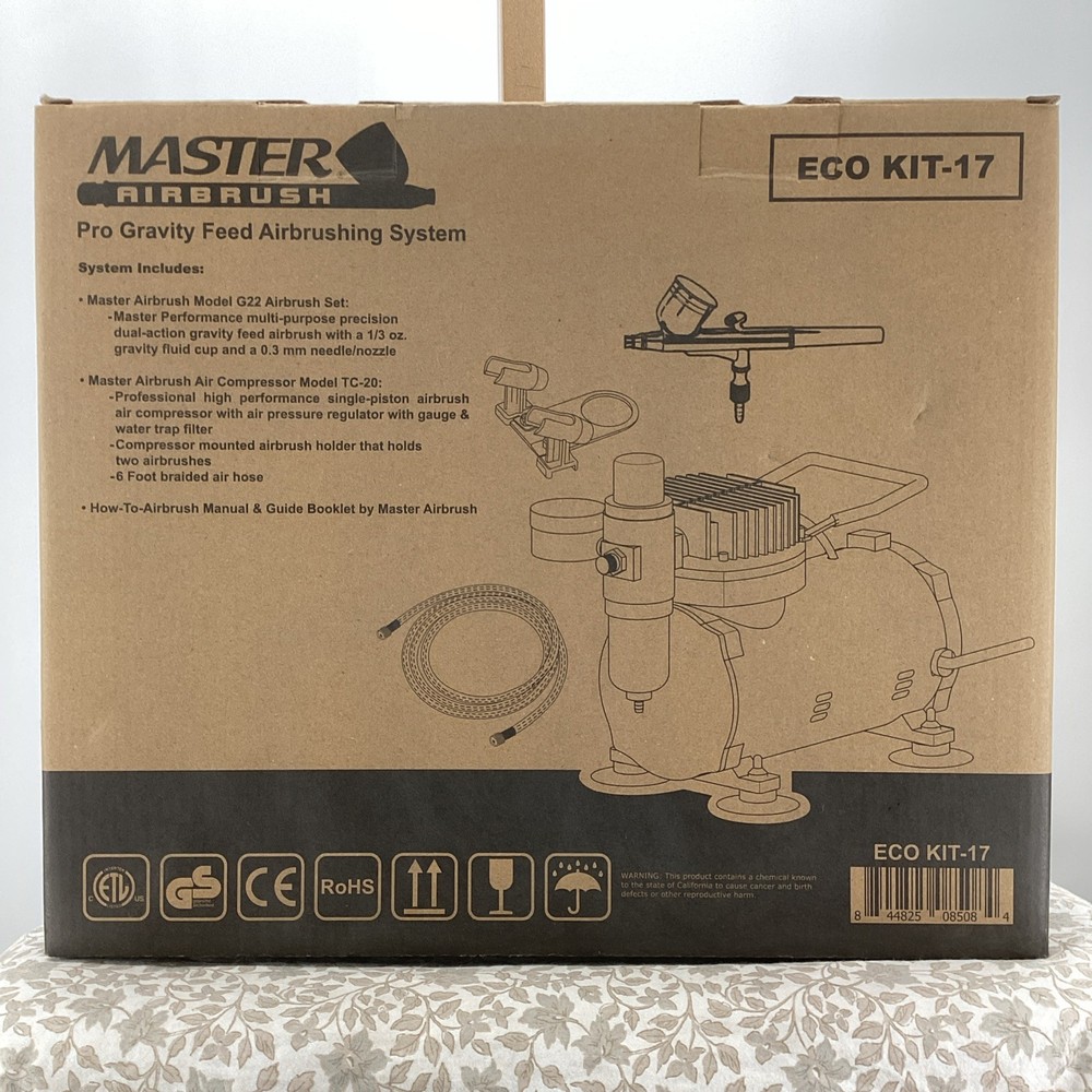 Master Airbrush ECO KIT-17 Pro Gravity Feed Airbrushing System BNIB