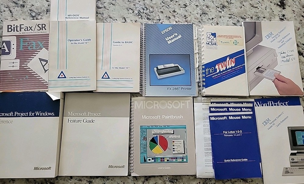 Lot Computer Manuals IBM Microsoft  BitFax Mosaic Paint Epson Dos Basic Lotus 17